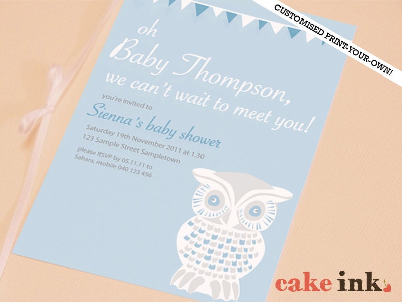 Customised Print-Your-Own Retro Owly invites