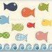 Nursery Decor, Art for Kids Room, Nursery wall art, Baby room print..sea..Fish, match to the colors of baby boats nursery bedding