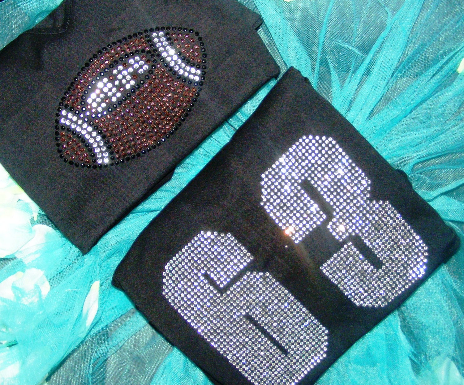 Personalized Custom football Mom Crystal Rhinestone Jeweled Jersey style Tank Short Sleeve Long Sleeve Shirt