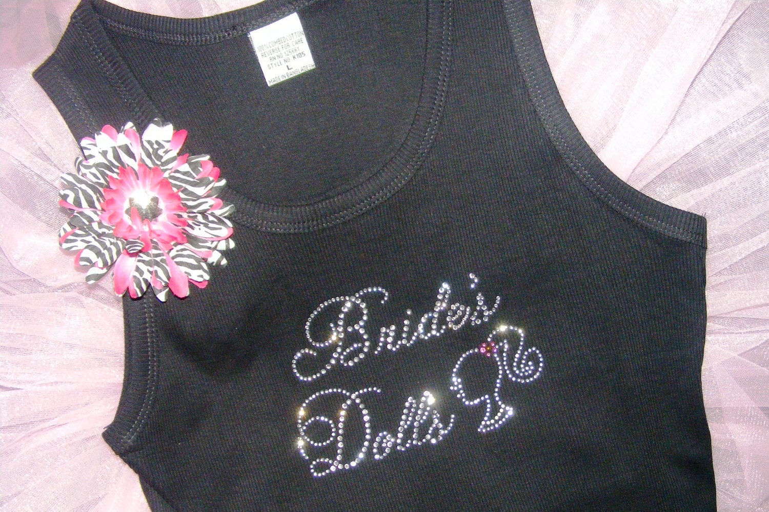 Bridesmaid Tank Top Shirt: bride's Dolls, bride, barbie theme bachelorette party, hot pink, black, white, fucshia, purple, aqua blue
