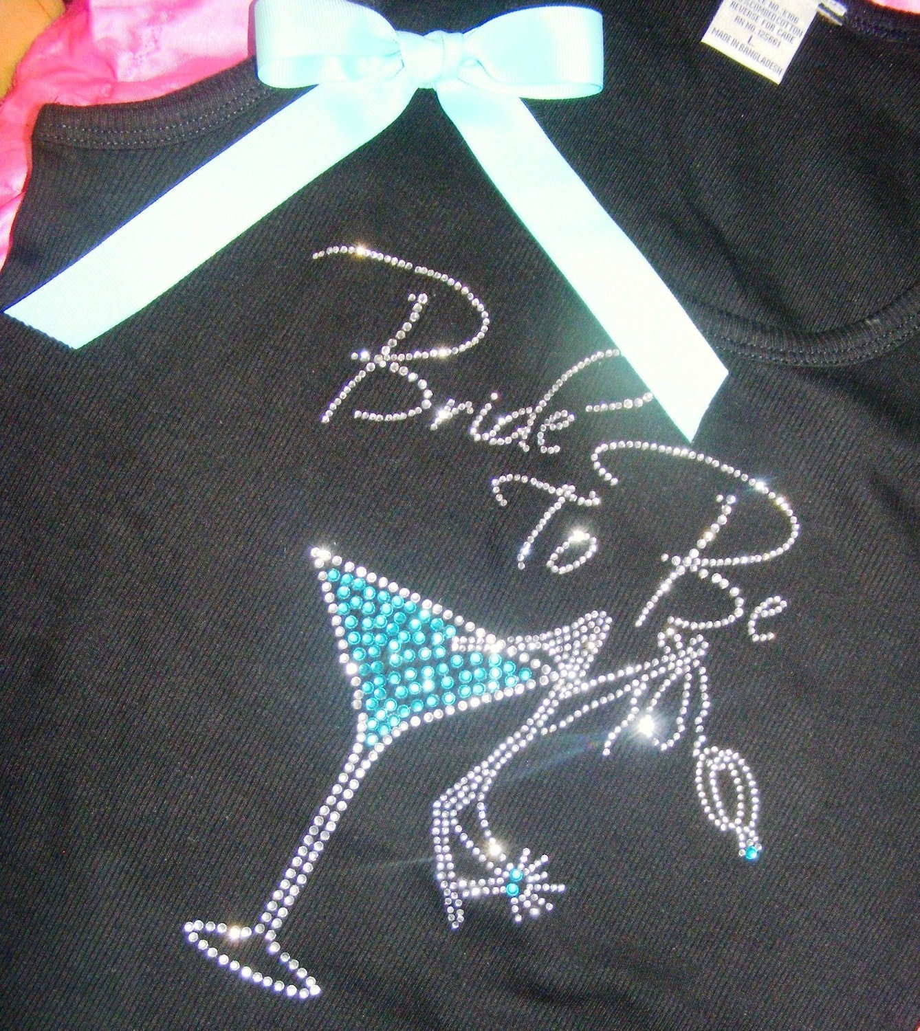 Bride To Be clothing The Bride Pink Martini Glass Rhinestone Tank Top Shirt Bridal Party Wedding gift ideas Shower gift ideas SALE 1 DAY