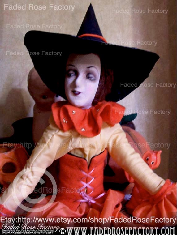 Witch boudoir doll ooak cloth art doll