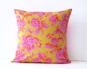honey child / decorative throw pillow cover / reversible 18 x 18 / pink / yellow / dorm decor