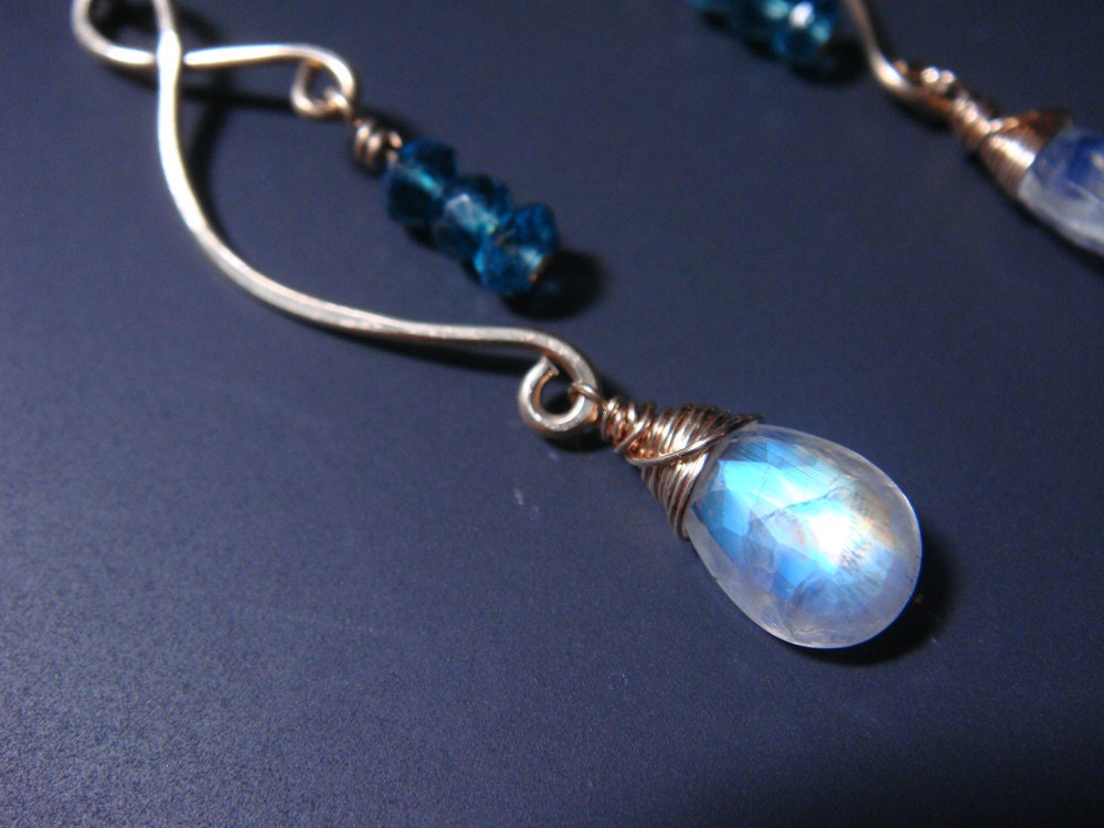 Whimsical 14K Gold Fill Rainbow Moonstone Earrings