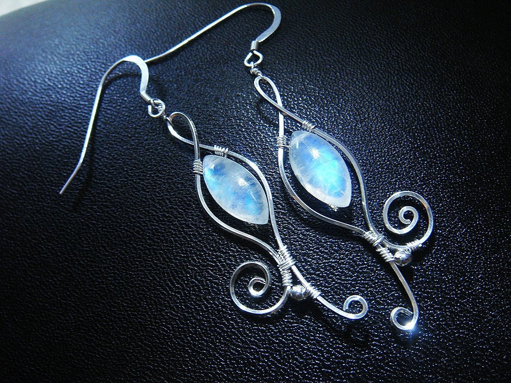 Dancing in the Moonlight Rainbow Moonstone Sterling Silver Earrings