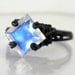 Princess Cut Rainbow Moonstone Oxidized Sterling Silver Ring