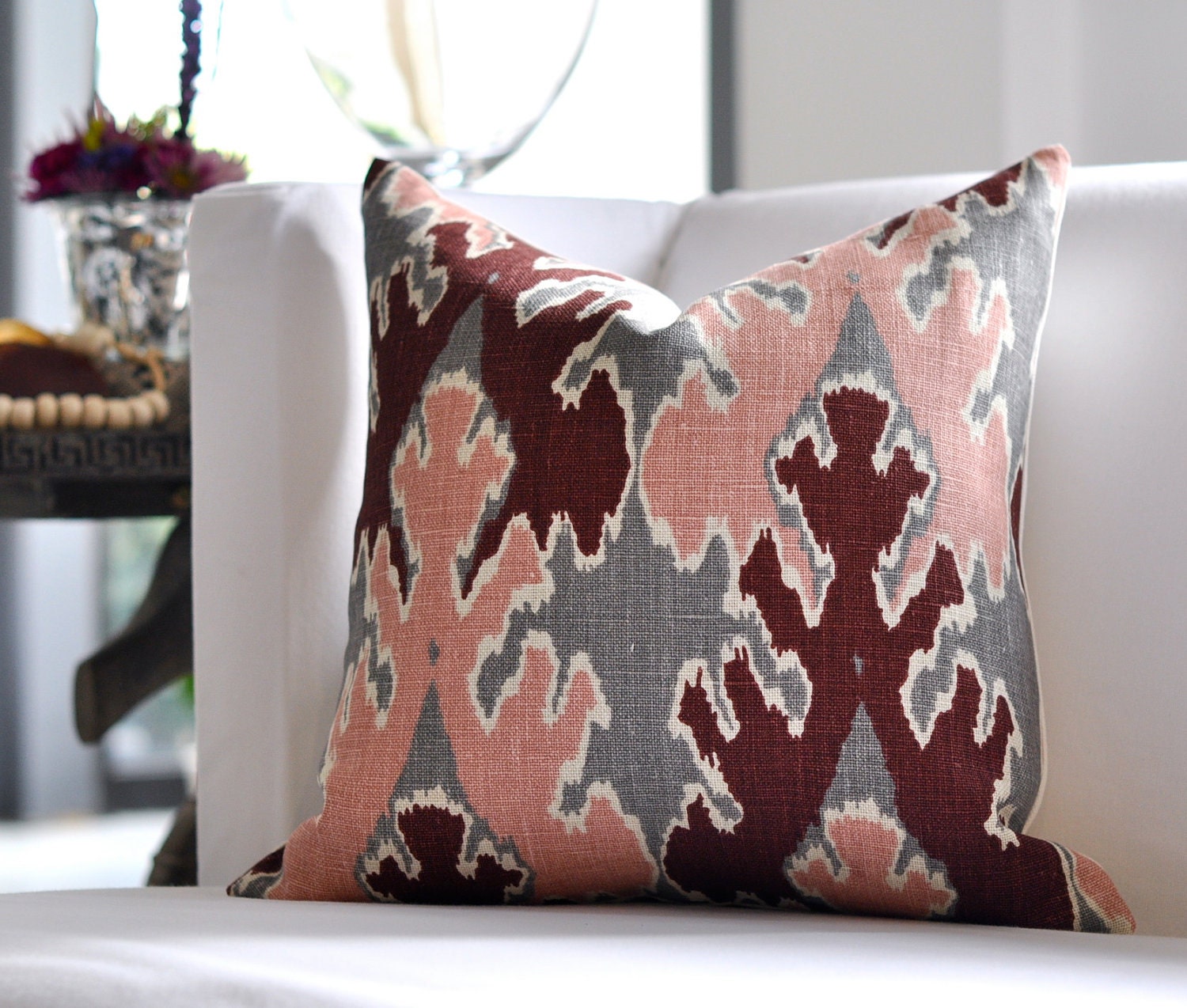 20"sq. BENGAL BAZAAR pillow cover in Graphite Rose