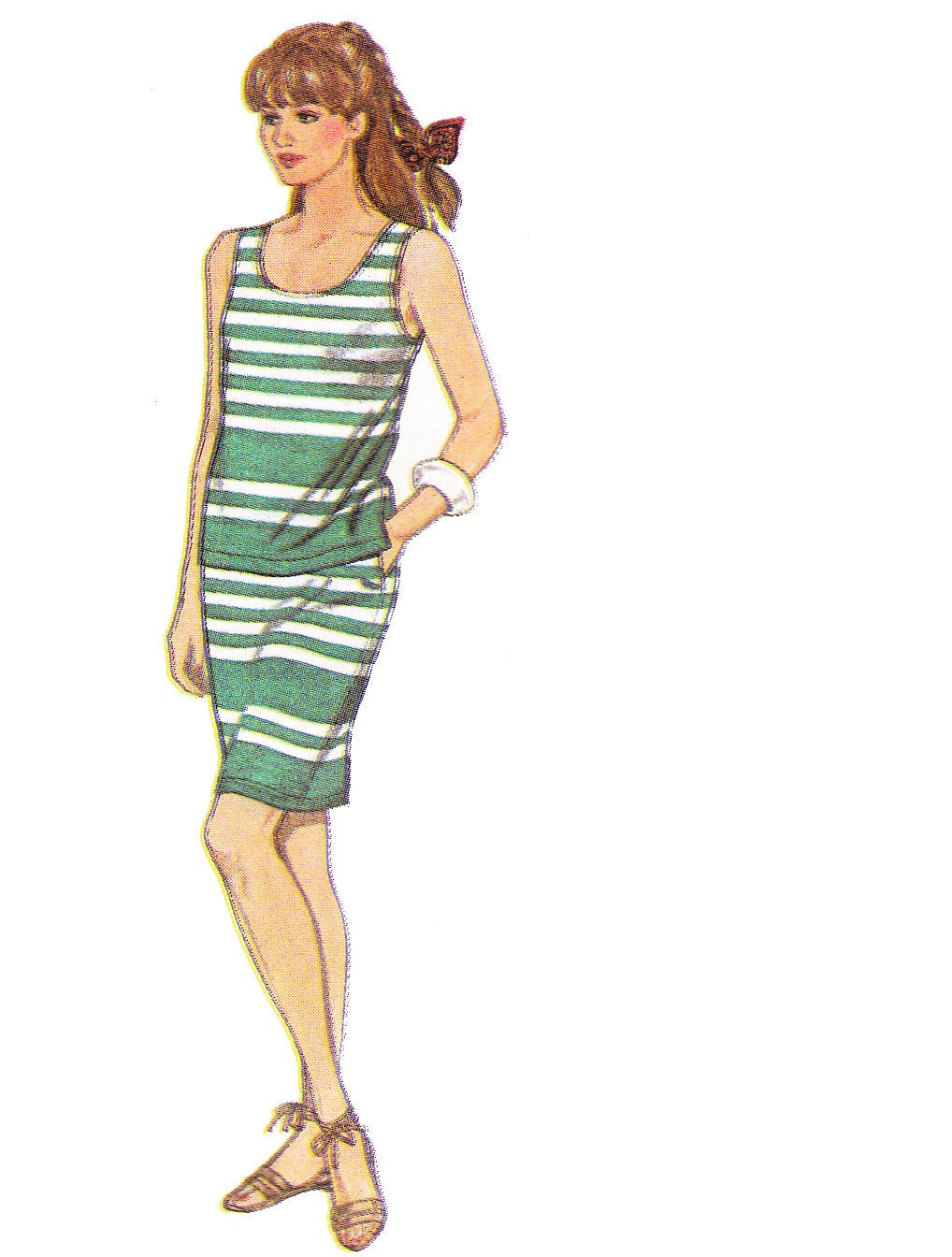 Vintage 1989 UNCUT Simplicity Tank Top, High Waisted Shorts, Skirt Sewing Pattern 9115