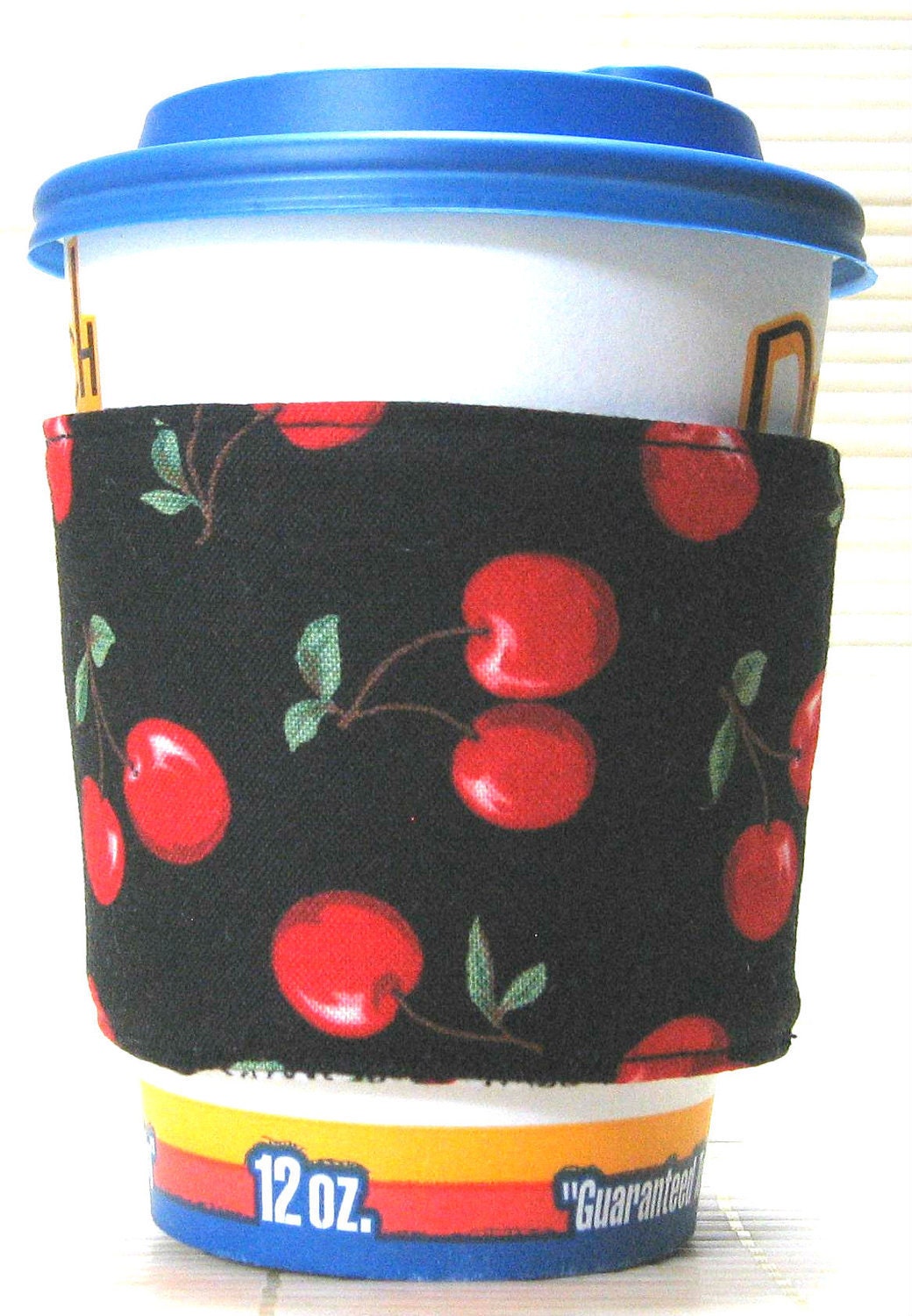 Coffee Cup Cozy cherries Life is just a bowl of cherries free shipping