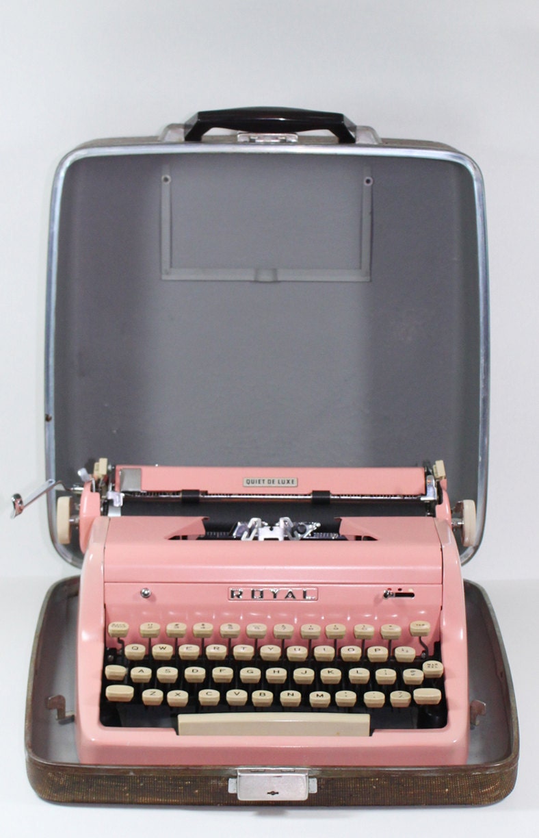 Pink Royal Quiet DeLuxe Manual Typewriter in the Original Case