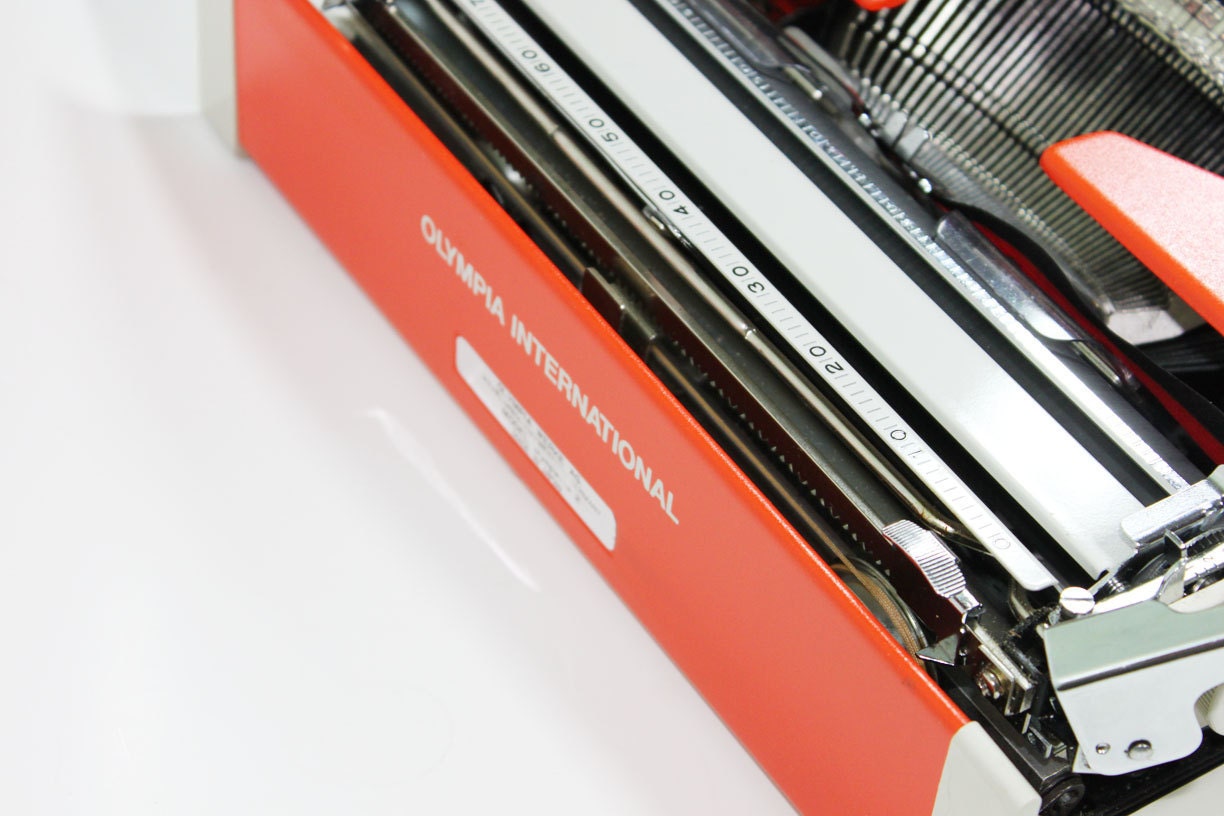 Bright Orange Olympiette Typewriter with Case