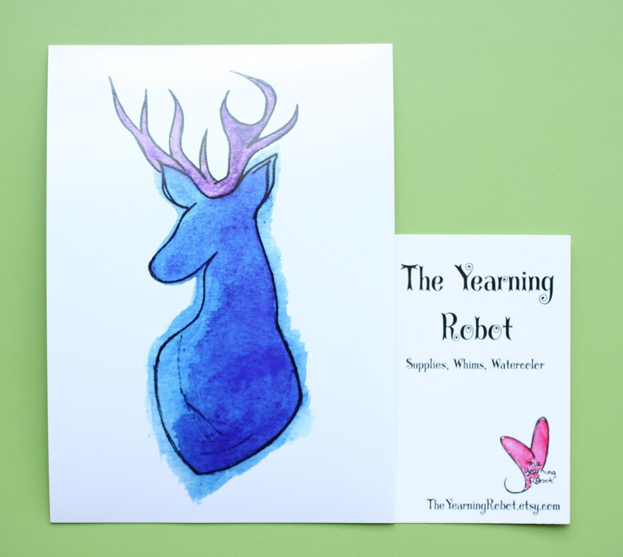 5x7 Luster Print - Phthalo Deer