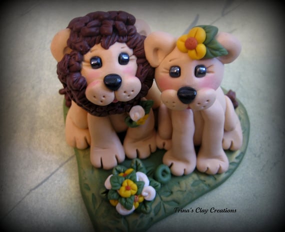 Lion Wedding Cake Topper Polymer Clay