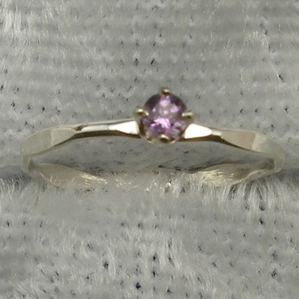 Baby Ring, Amethyst, February Birthstone, hand crafted Sterling Silver