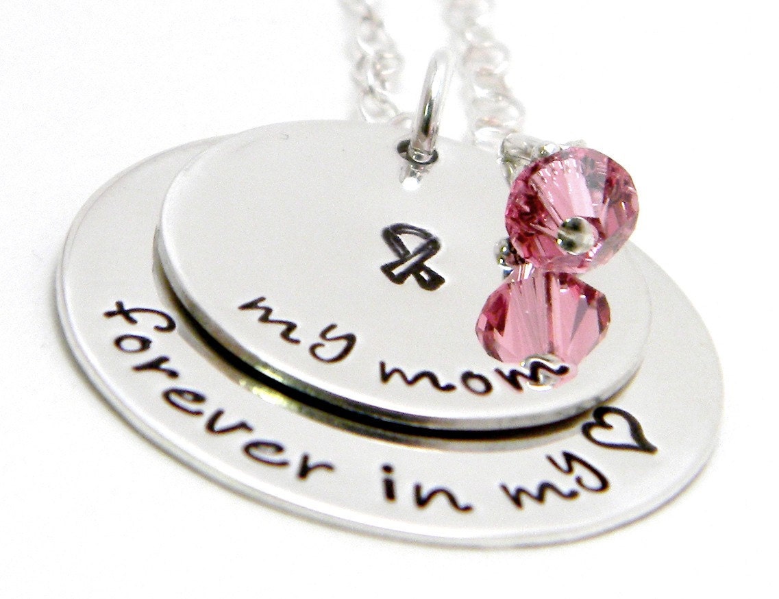 Breast Cancer Awareness - Personalized hand stamped sterling silver necklace