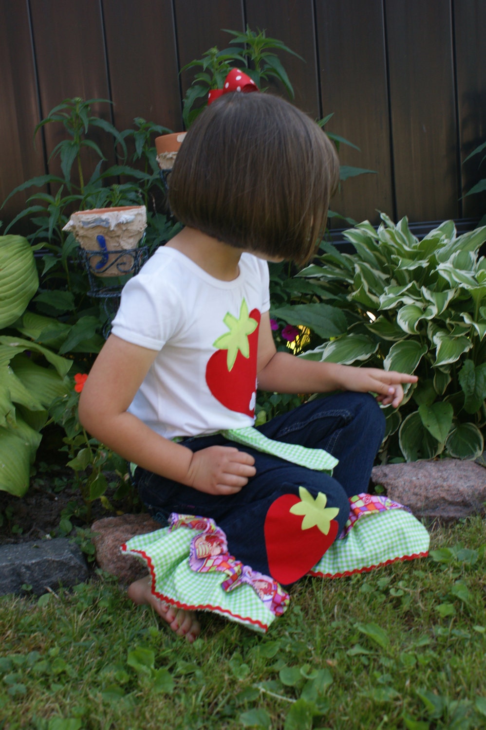 Girl STRAWBERRY Shortcake Birthday Outfit ... Two Piece Denim Set