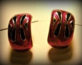 Red, Black and Gold Enamel Earrings