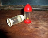 Salt & Pepper Shakers Red and  White Plastic Vintage
