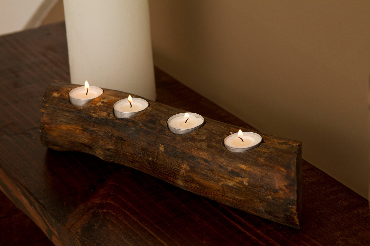 Wood Branch Candle Holder