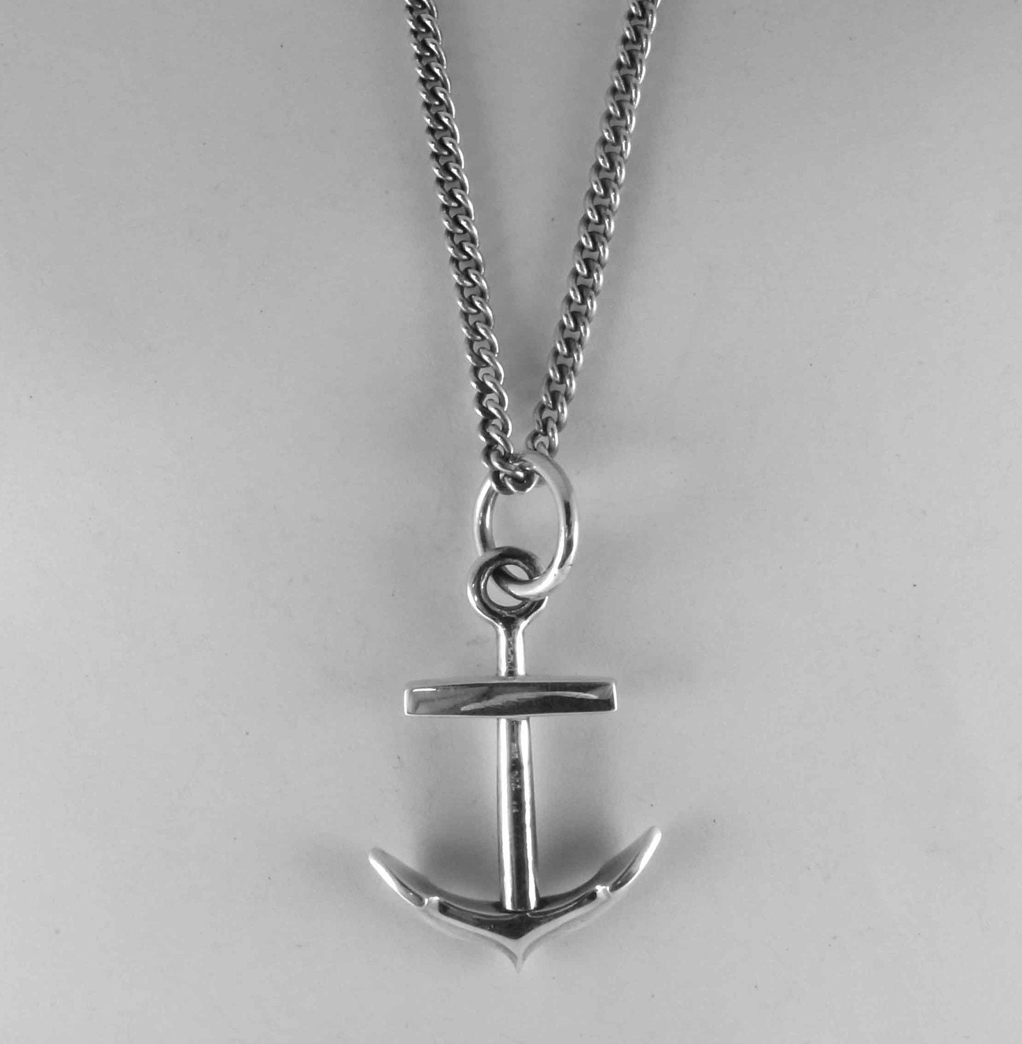 Large Sterling Silver Anchor on Chain