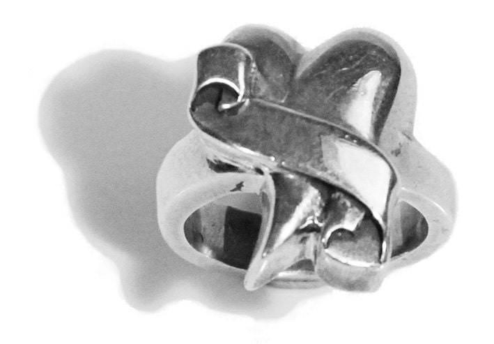 Sterling Silver Heart and Banner Ring