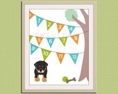 123 Numbers nursery art. Puppy dog nursery print. Bunting flag numbers poster for kids. Children decor, children art, 11x14 print by WallFry