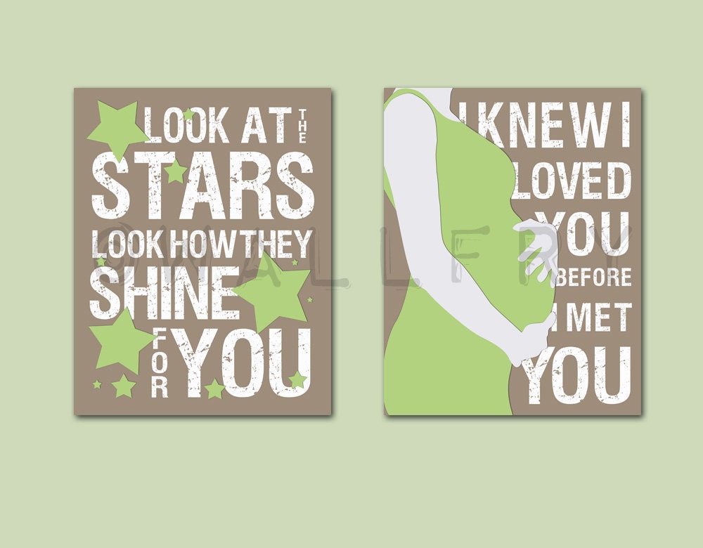 Nursery decor, baby nursery art. Nursery wall quote, inspirational typography print. Song lyrics look at the stars. 11x14 print by Wallfry