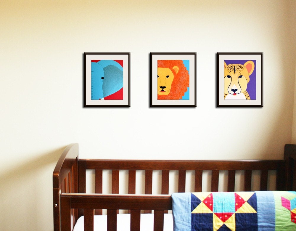 Safari nursery decor, jungle theme nursery. nursery artwork. Art for children, kids art, nursery art. Any 3 8x10 prints by WallFry jungle