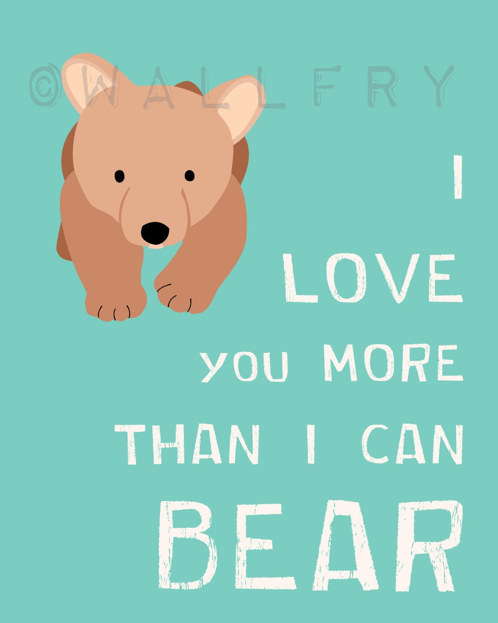 Nursery art print. Bear forest animals prints. 11x14 Nursery decor artwork woodland critter. Bear navy blue custom colors.