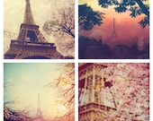 Paris photography gift set - a set of 5x5 Paris photography prints in pink