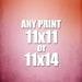 Your choice - any print as a 11x11 or 11x14