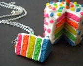 Rainbow Cake Necklace - Neon Cake, Confetti Frosting - A Portion of the Proceeds Go To Charity