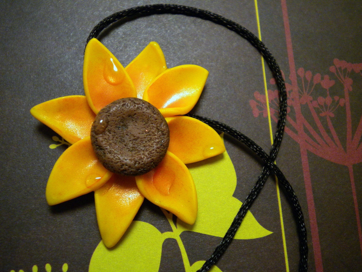 Sunny Yellow Sunflower Necklace - A Portion of the Proceeds Go To Charity