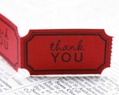 Handmade Poppy Red Carnival Tickets - Thank You - Set of 18 - inkscissors