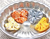 Handmade Fabric Heart YoYos - Preppy Mikan