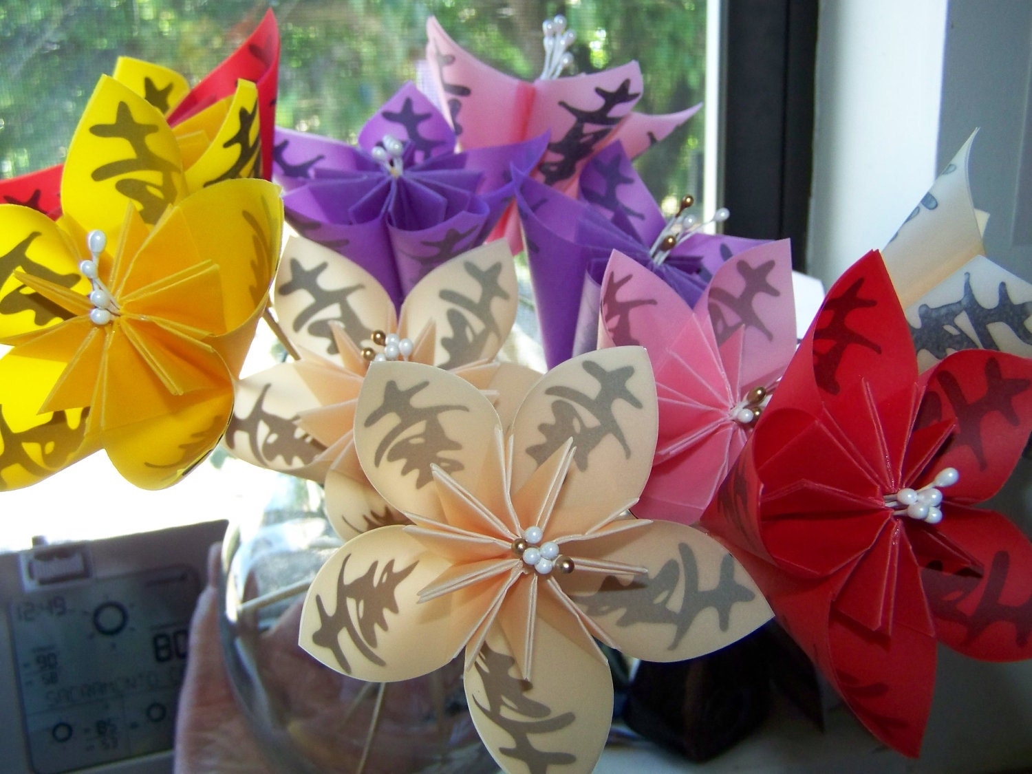 Origami Happiness Kusudama Flowers With Kanji Symbol 5 Included