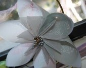 2 Embossed Origami Paper Flowers Vintage Design