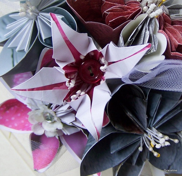 Kusudama Mini Bouquet of 6 Origami Customized Flowers