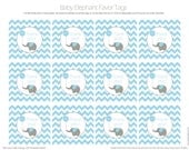 Baby Elephant Favor Tags BLUE- DIY Printable Parties