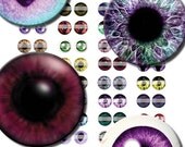 16mm Evil Eye Pairs Digital Collage Sheet Circles - doll eyes - taxidermy circles great for steampunk jewelry making and scrapbooking
