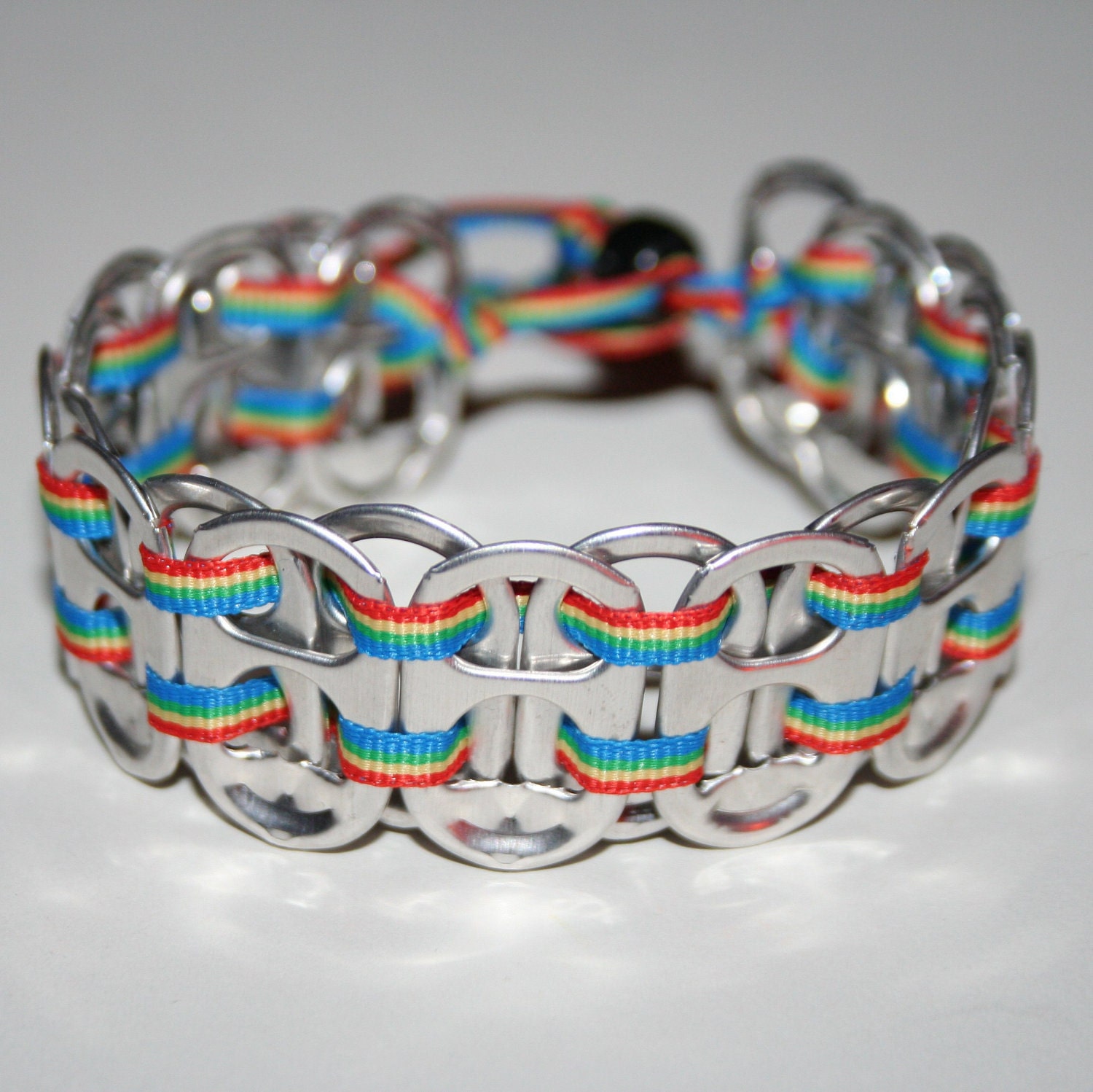 Rainbow Pop Can Tab Bracelet with Thin Ribbon