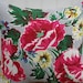 Vintage Barkcloth Fabric cabbage roses 18"x18"