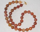 Faceted orange agate carnelian necklace choker July birthstone semiprecious stone jewelry packaged in a gift bag  286