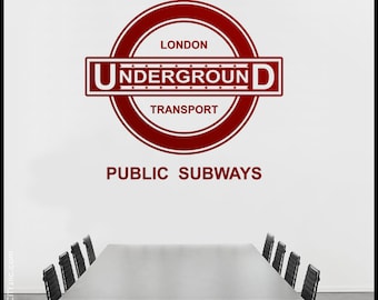 LONDON - WALL DECAL : Underground Sign - Old Fashion Panel, 50s style with stars