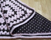 Crochet baby blanket pattern, reversible pink and brown PDF