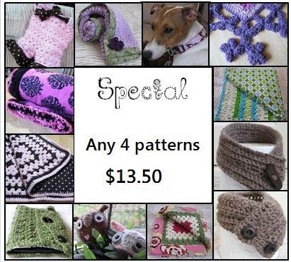 Crochet pattern PDF - pick any 4