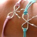 Set of 2 Sterling Silver Forget-Me-Knot Personalized Charm Waxed Cotten Bracelets
