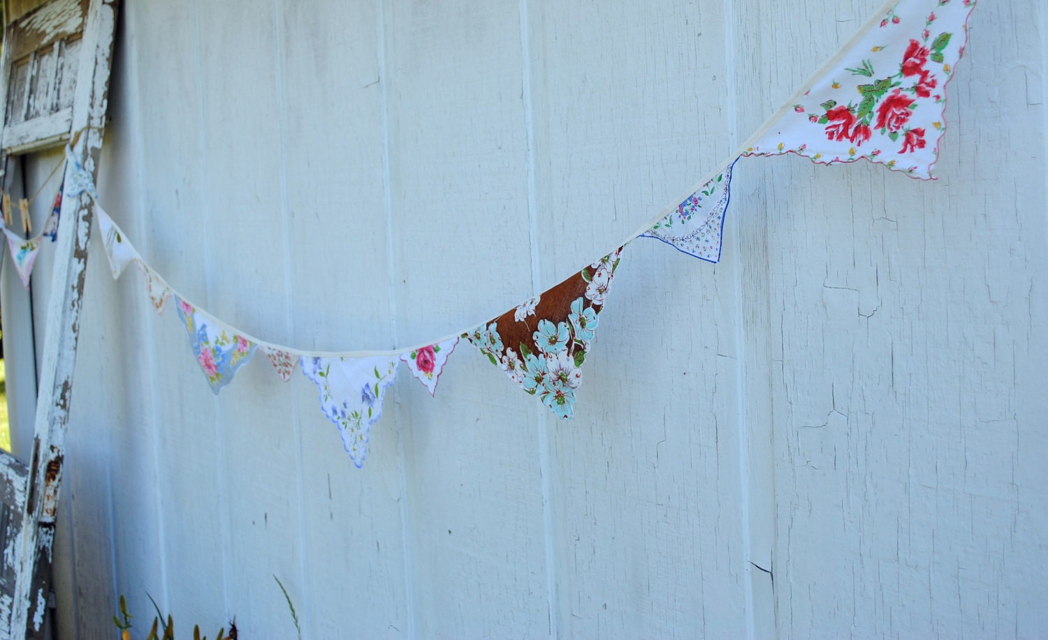 vintage hankie bunting nursery decor photo prop garland