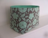 Reversible fabric organizer bin bucket - Buttercup in Gray Jade
