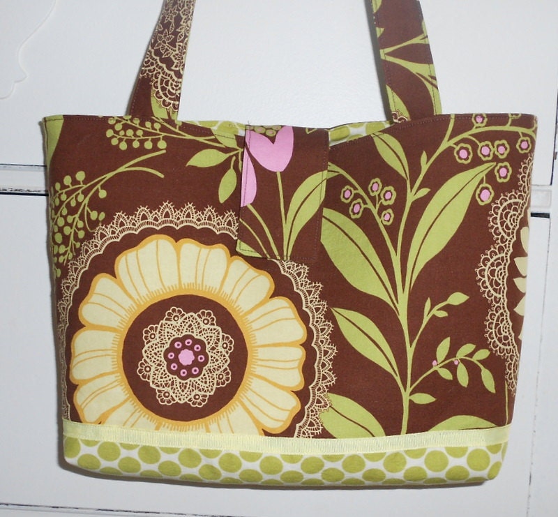 Brown Floral Tote